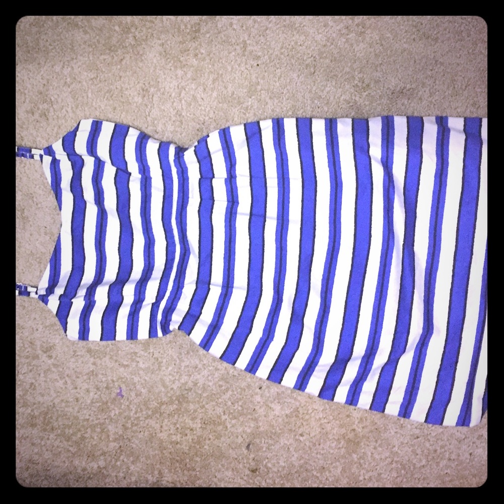 Blue and white striped dress
